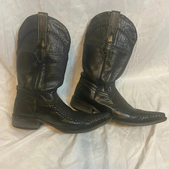 Men's White Diamond Cowboy Western BOOTS Black Alligator Leather size 8 - Picture 3 of 10